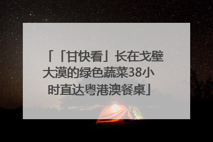 「甘快看」长在戈壁大漠的绿色蔬菜38小时直达粤港澳餐桌
