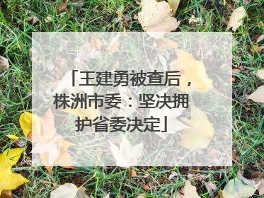 王建勇被查后，株洲市委：坚决拥护省委决定