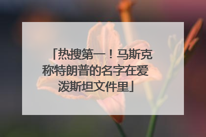 热搜第一！马斯克称特朗普的名字在爱泼斯坦文件里