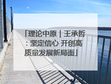 理论中原｜王承哲：坚定信心 开创高质量发展新局面