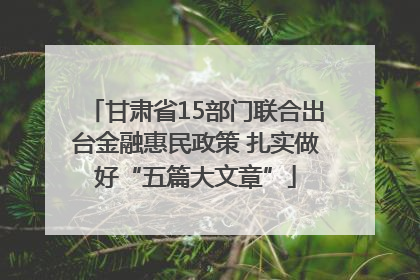 甘肃省15部门联合出台金融惠民政策 扎实做好“五篇大文章”