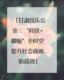 甘肃民乐公安：“科技+脚板”全时空提升社会面巡防质效