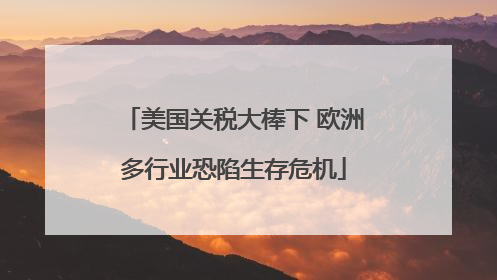 美国关税大棒下 欧洲多行业恐陷生存危机