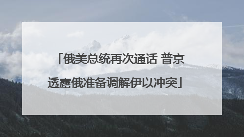 俄美总统再次通话 普京透露俄准备调解伊以冲突