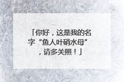 你好，这是我的名字“鱼人叶硝水母”，请多关照！
