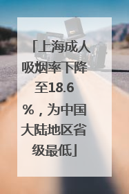上海成人吸烟率下降至18.6%，为中国大陆地区省级最低
