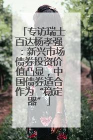 专访瑞士百达杨孝强：新兴市场债券投资价值凸显，中国债券适合作为“稳定器”
