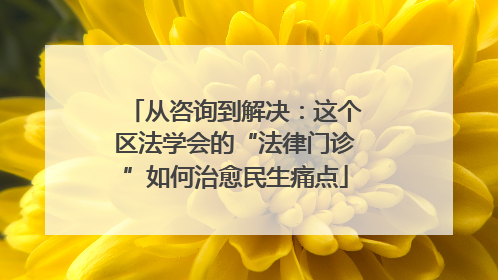 从咨询到解决：这个区法学会的“法律门诊”如何治愈民生痛点