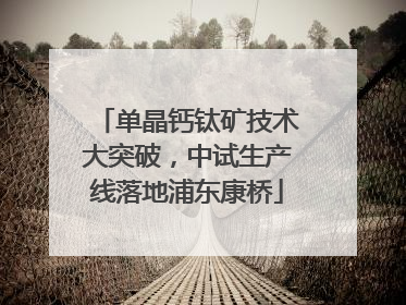 单晶钙钛矿技术大突破，中试生产线落地浦东康桥