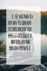 全省城市更新专题研究班观摩郑州示范项目 解锁老城焕新密码
