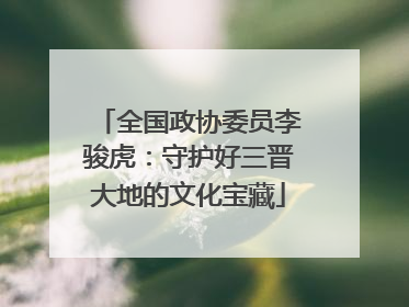 全国政协委员李骏虎：守护好三晋大地的文化宝藏