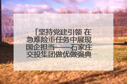 坚持党建引领 在急难险重任务中展现国企担当——石家庄交投集团做优做强典型报道之一