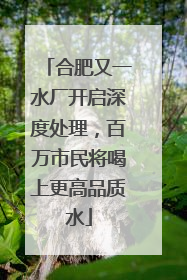 合肥又一水厂开启深度处理，百万市民将喝上更高品质水