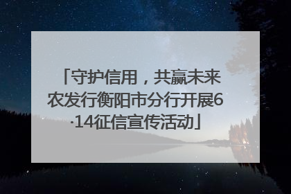 守护信用，共赢未来 农发行衡阳市分行开展6·14征信宣传活动
