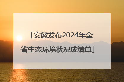 安徽发布2024年全省生态环境状况成绩单