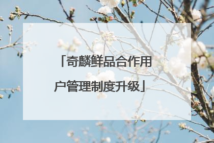 奇麟鲜品合作用户管理制度升级