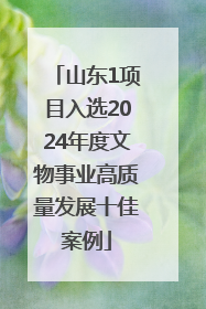 山东1项目入选2024年度文物事业高质量发展十佳案例