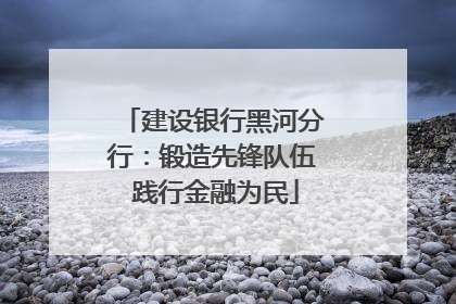 建设银行黑河分行：锻造先锋队伍 践行金融为民