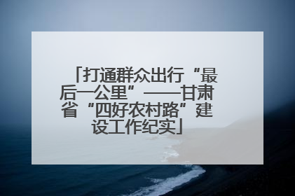 打通群众出行“最后一公里”——甘肃省“四好农村路”建设工作纪实
