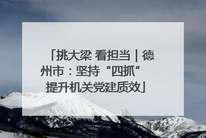 挑大梁 看担当｜德州市：坚持“四抓” 提升机关党建质效
