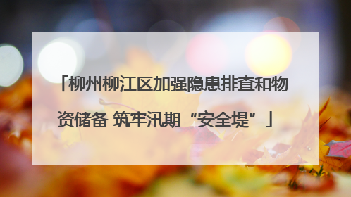 柳州柳江区加强隐患排查和物资储备 筑牢汛期“安全堤”