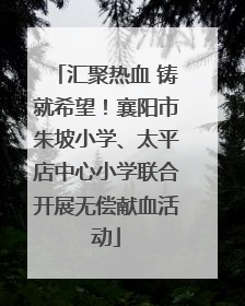 汇聚热血 铸就希望！襄阳市朱坡小学、太平店中心小学联合开展无偿献血活动