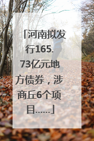 河南拟发行165.73亿元地方债券，涉商丘6个项目……