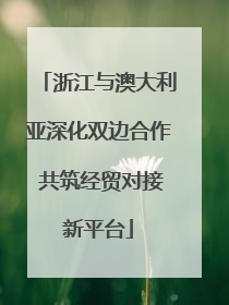 浙江与澳大利亚深化双边合作 共筑经贸对接新平台