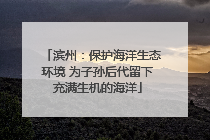 滨州：保护海洋生态环境 为子孙后代留下充满生机的海洋
