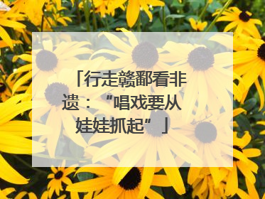 行走赣鄱看非遗：“唱戏要从娃娃抓起”