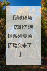 连办6场！洛阳各辖区系列专场招聘会来了
