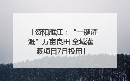 资阳雁江：“一键灌溉”万亩良田 全域灌溉项目7月投用