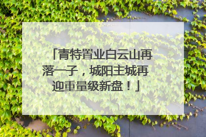 青特置业白云山再落一子，城阳主城再迎重量级新盘！