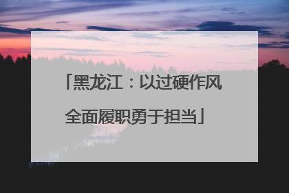 黑龙江：以过硬作风全面履职勇于担当