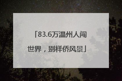 83.6万温州人闯世界，别样侨风景