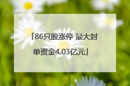 86只股涨停 最大封单资金4.03亿元